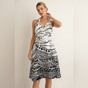 Spense Black & White Halter Dress Size 12 NWOT